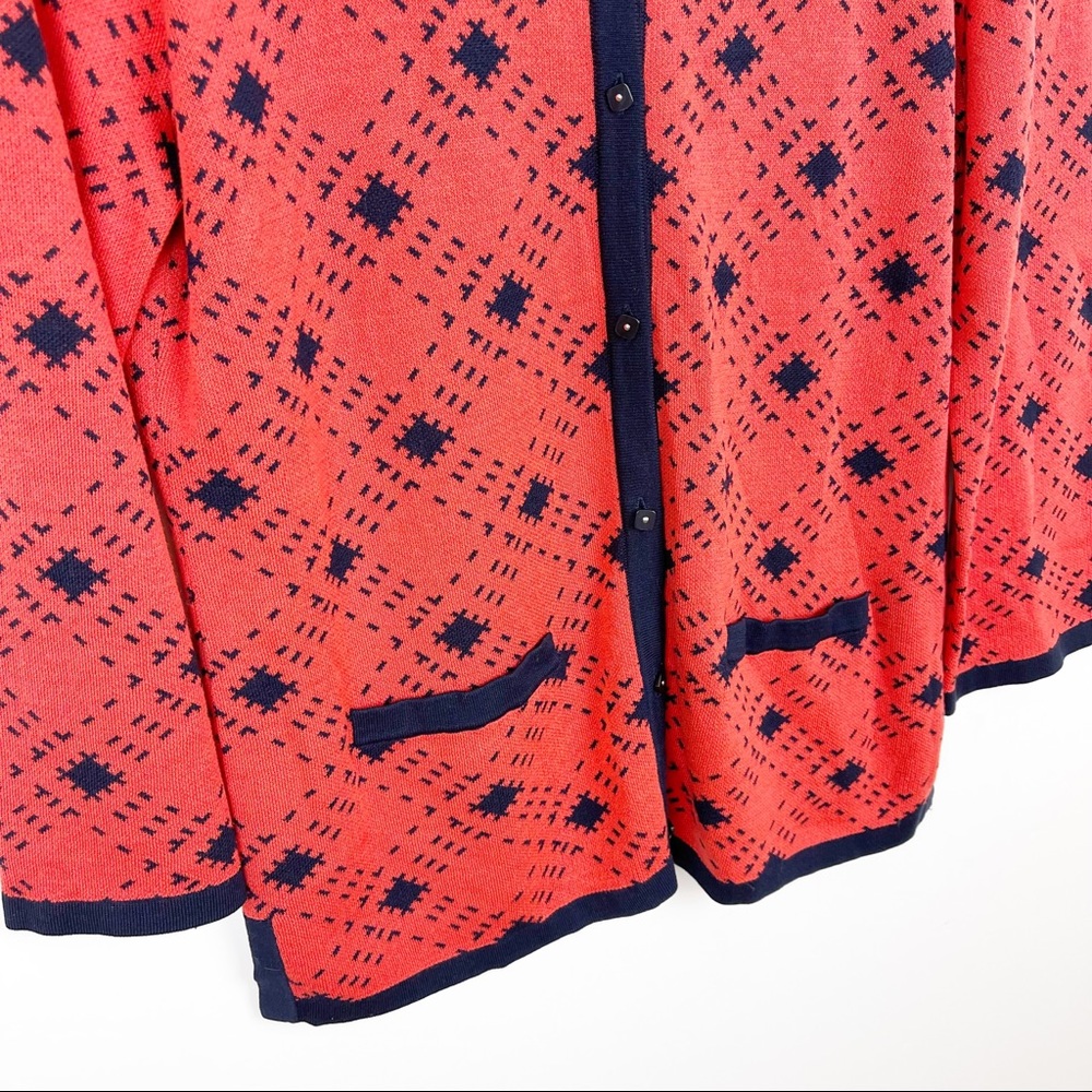 Pendleton Red Navy Printed Silk Cardigan - image 4